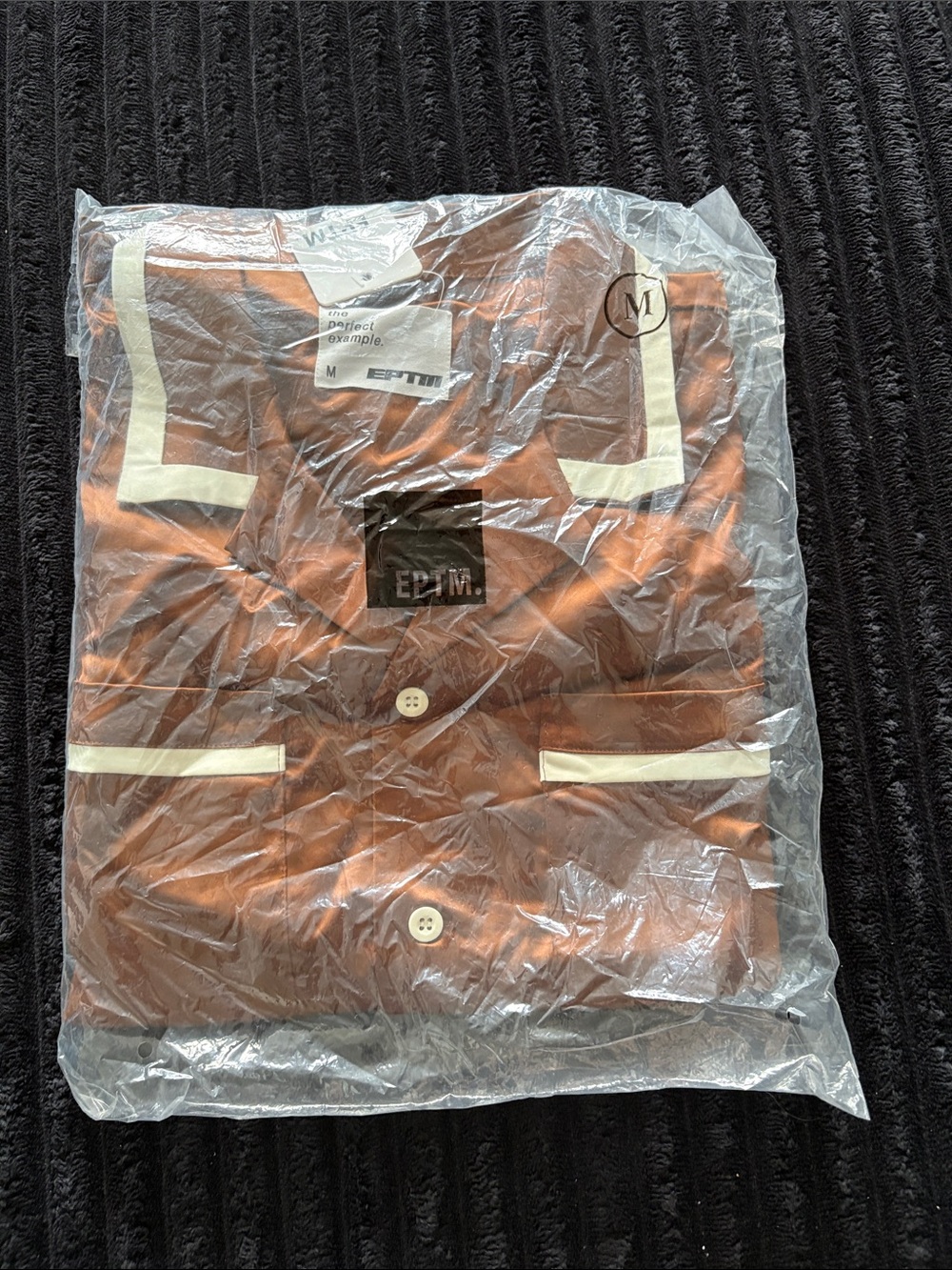 EPTM. Men's Brown Contrast-Trim Shirt